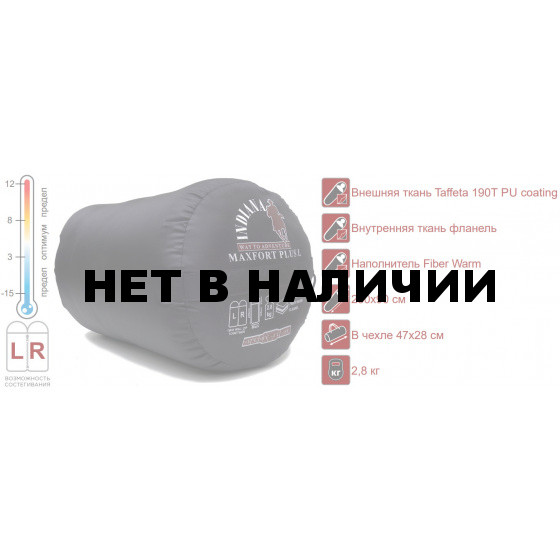 Спальный мешок Maxfort Plus L-zip одеяло с подголовником INDIANA