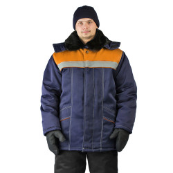 Куртка зимняя УРАЛ цвет: темно синий/оранжевый