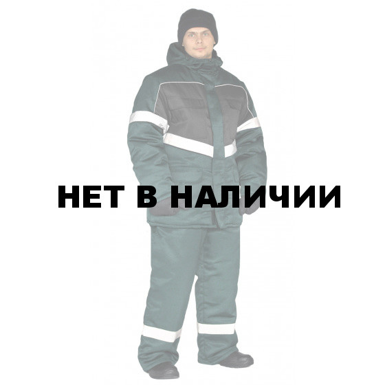 Костюм зимний ВЕКТОР куртка/полукомбинезон цвет: темно-зеленый/черный