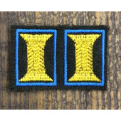 Петличные эмблемы офицерские оливковые с голубым кантом на липучке шелк