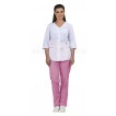 Комплект одежды медицинской женской Ольга NEW (блуза и брюки) белый+розовый