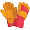 Перчатки комбинированные РЛ желтые с красным, ткань - спилок, усиленные