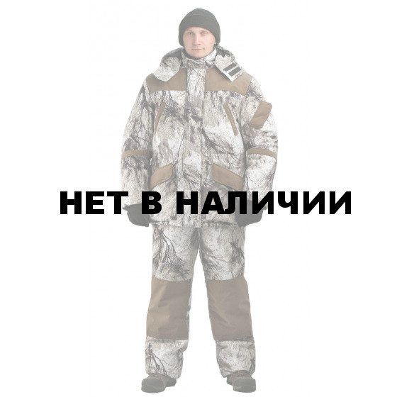 Костюм зимний ГОРКА-БУРАН куртка/полукомбинезон цвет:, камуфляж снежный лес/темно-коричневый, ткань Алова/Канада
