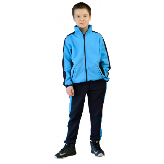 Костюм детский трикотажный ТИгР т.синий с голубым (куртка + брюки 100%х/б)