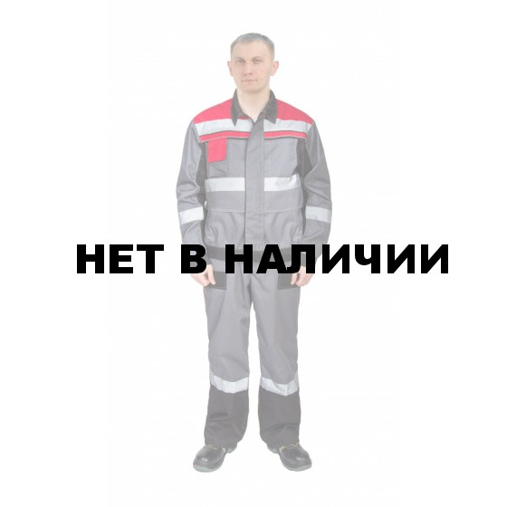 Костюм мужской Виватный летний с полукомбинезоном т.серый/черный/красный