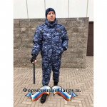 Куртка зимняя Росгвардия укороченная синяя точка (рип стоп - мембрана /холофайбер/фольга, капюшон-флис)