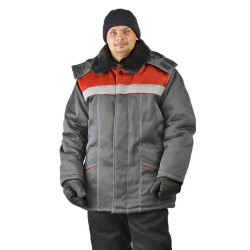 Куртка зимняя УРАЛ цвет: темно серый/красный