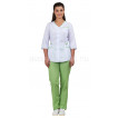 Комплект одежды медицинской женской Ольга NEW (блуза и брюки) белый+лайм