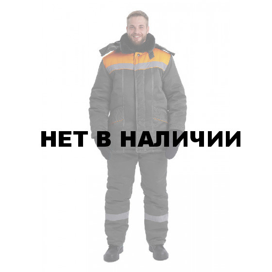 Костюм зимний ВЬЮГА куртка/полукомб. цвет: т.серый/оранжевый