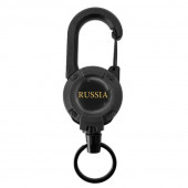 Ретрактор RUSSIA с карабином для телефона (Черный)