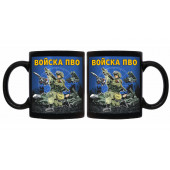 Черная керамическая кружка "Войска ПВО"