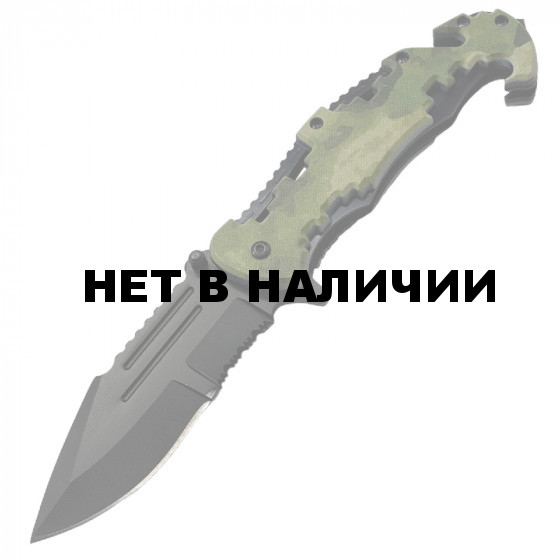 Армейский нож со стропорезом и стеклобоем (Защитный камуфляж)