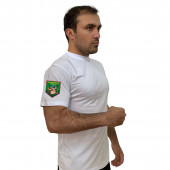 Белая футболка с термотрансфером Пограничные войска на рукаве