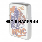 Металлическая бензиновая зажигалка Zippo с принтом МЧС