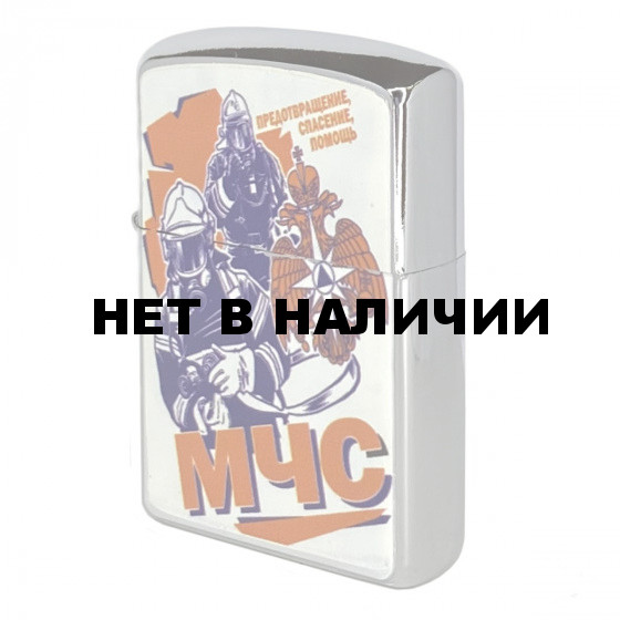Металлическая бензиновая зажигалка Zippo с принтом МЧС