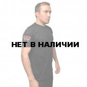 Чёрная футболка с термотрансфером Морпех на рукаве