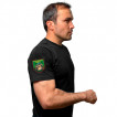 Чёрная футболка с термотрансфером Пограничные войска на рукаве