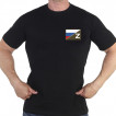 Чёрная футболка с термотрансферомПолевой шеврон Z с триколором