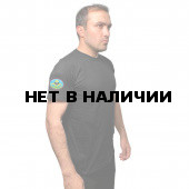 Чёрная футболка с термотрансфером Разведка ВДВ на рукаве