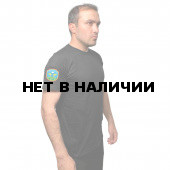 Чёрная футболка с термотрансфером Спецназ ГРУ на рукаве
