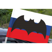 Флаг разведки России – летучая мышь на триколоре на машину