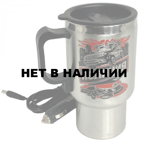 Металлическая термокружка в машину Полиция