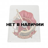 Нагрудный знак Ударнику на подставке