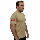 Песочная футболка с термотрансфером Морская пехота на рукаве