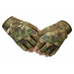 Тактические перчатки беспалые камуфляж Woodland