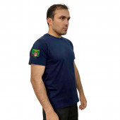 Тёмно-синяя футболка с термотрансфером Пограничные войска на рукаве