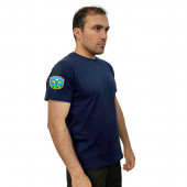 Тёмно-синяя футболка с термотрансфером Спецназ ГРУ на рукаве
