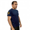Темно-синяя удобная футболка с термотрансфером Танковые Войска