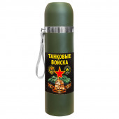 Термос "Танковые войска" с виниловой наклейкой.