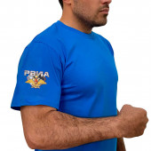 Васильковая удобная футболка с термотрансфером РВиА