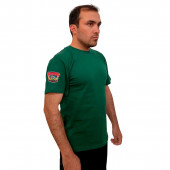 Зелёная футболка с термотрансфером Морпех на рукаве