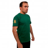 Зелёная футболка с трансфером Бывших пограничников не бывает на рукаве