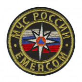 Нашивка на рукав МЧС России Emercom диам 75 мм вышивка шелк