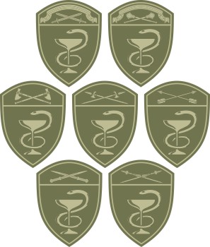 Медицинские части Росгвардии, нарукавные знаки по округам на полевую форму - векторное изображение