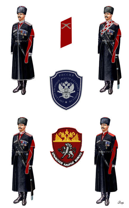 Парадная форма (справа) Крымского казачьего войска