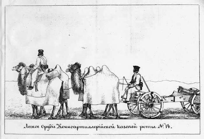 Описание зимнего похода в Хиву 1839-1840 годов, лёгкое орудие кавалерийской казачей роты № 14 казаков оренбургского войска, 1874 год.