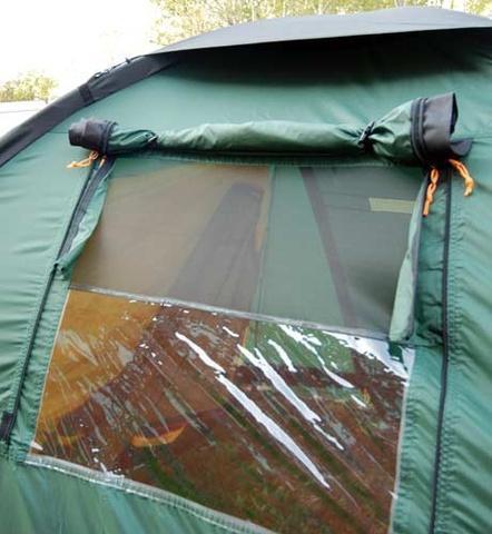 Окно открыто полностью Окно открыто полностью Четырехместная кемпинговая палатка с большим тамбуром Alexika Nevada 4 зеленый