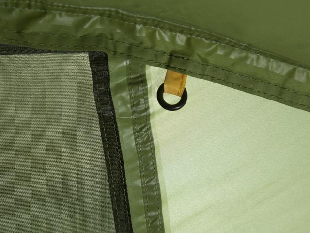 Цветная маркировка заднего крепления спальни Цветная маркировка заднего крепления спальни Трехместная туристическая палатка-полубочка с большим тамбуром KSL Half Roll 3 зеленый