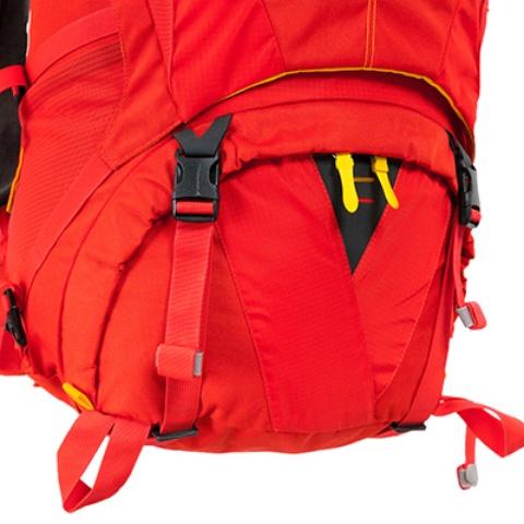 Доступ в нижнее отделение на молнии с двумя бегунками - Женский трекинговый туристический рюкзак Isis 60 red