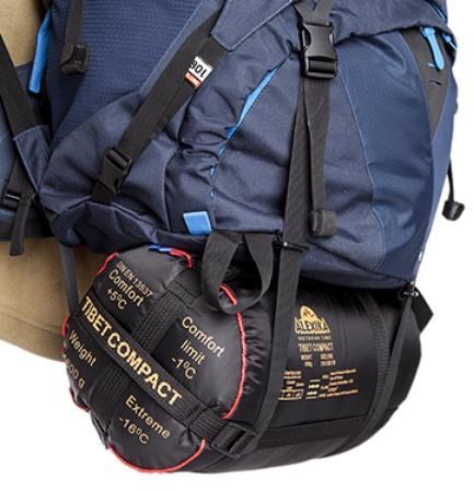 Удлиненные нижние стропы: возможно закрепить палатку или коврик - Трекинговый туристический рюкзак для продолжительных походов Yukon 70