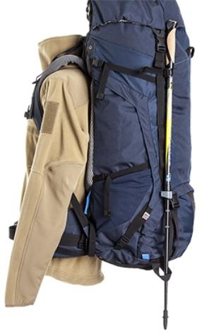Верхние и нижние петли для крепления треккинговых палок - Универсальный трекинговый туристический рюкзак Yukon 60 navy