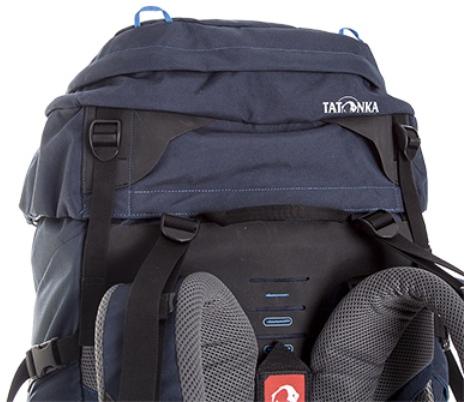 Регулировка высоты крышки рюкзака - Трекинговый туристический рюкзак для продолжительных походов Yukon 80 navy