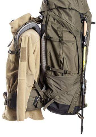 Верхние и нижние петли для треккинговых палок - Туристический рюкзак для переноски тяжелых грузов Bison 75 carbon