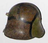 World War I Stahlhelm with camouflage pattern applied in the field