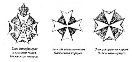 Знаки Пажеского корпуса