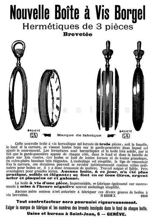 Патент Франсуа Боржеля на трехчастную конструкцию корпуса, 1903 год